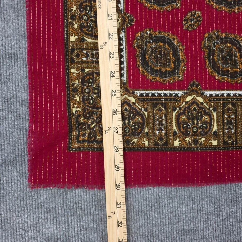 Glentex Vintage Red Gold Lurex Paisley Medallion Square Scarf Japan 30x30